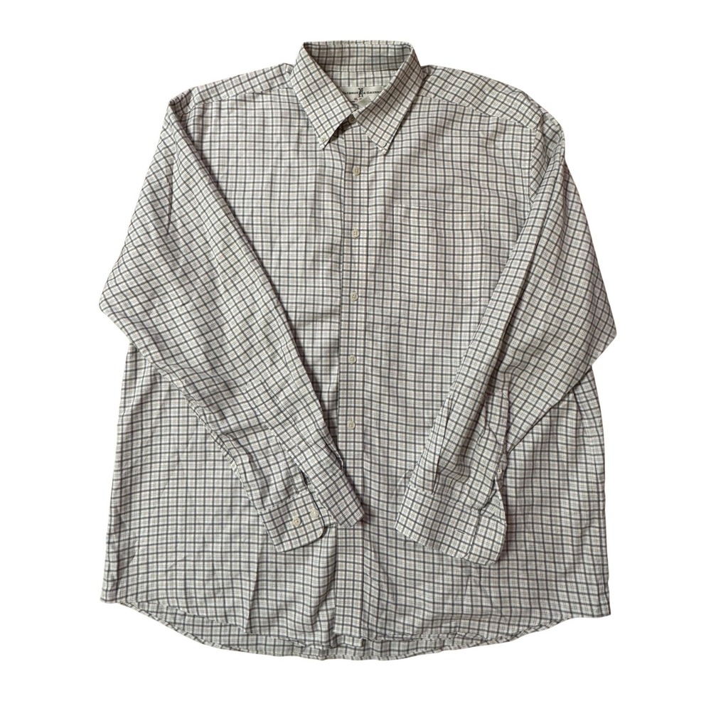 Fairway & Greene Mens XL The Club Shirt Plaid Button Down Cotton Long Sleeve Tan